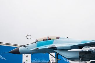 Перспективный российский истребитель МиГ-35 на статической экспозиции. Эти истребители могут поступить на вооружение в 2018 году