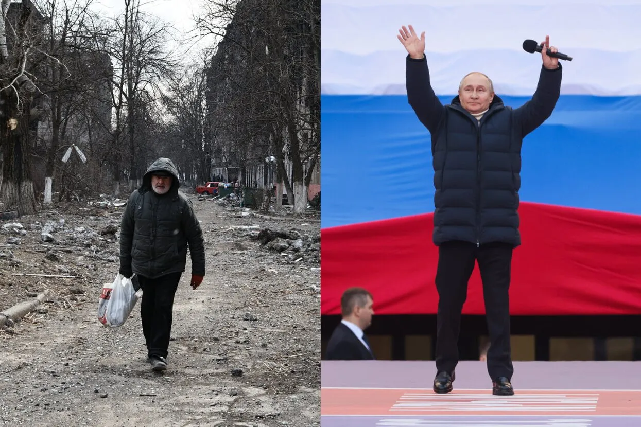 В Украине — война. В России — праздник. В Москве Путин говорит о единении.  В Киеве об этом говорит мать солдата Война. День двадцать третий — Meduza