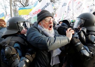 An entrepreneurs’ protest for increased state support. Kyiv, January 25