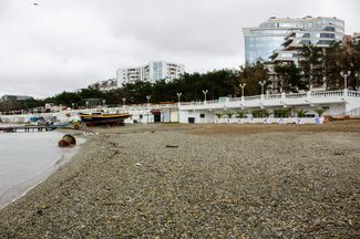 The beach in Gelendzhik where they opened the new Sailing Center