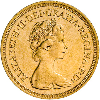 Портрет Елизаветы II на монетах образца 1974 года