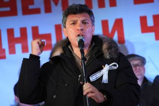 Boris Nemtsov at the rally on Bolotnaya Square on December 10, 2011