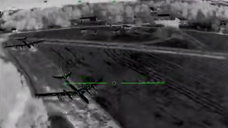 A Tu-142 at a military airfield in Taganrog before the raid on May 30, 2026. Screenshot from a video filmed with a drone