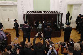 The defendants in the St. Petersburg subway bombing case in court. 2019. 