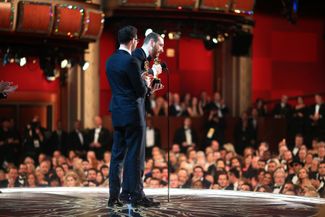 Джимми Нейпс и Сэм Смит на церемонии вручения «Оскара». 28 февраля 2016 года