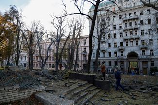 The aftermath of shelling in Kyiv