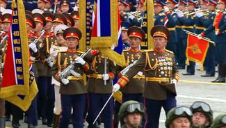 Military personnel from the DPRK marched through Red Square. The announcer announced that they had participated in “the liberation of the Kursk region from neo-Nazi invaders.”