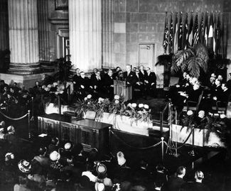 The founding of NATO in Washington, D.C., on April 4, 1949