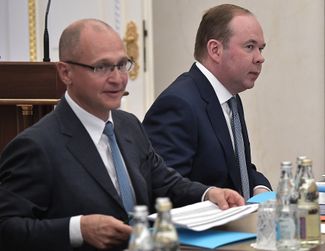 Chief of Staff Anton Vaino (right) is secretly considered the first among equals among his deputies. First Deputy Chief of Staff Sergey Kiriyenko (left) personally offers the president solutions to domestic political issues.