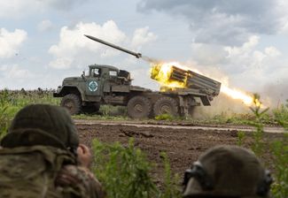 Расчеты РСЗО «Град» на краснолиманском направлении