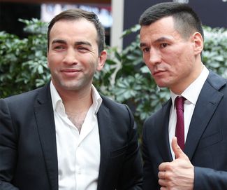 Генеральный продюсер Fight Nights Камил Гаджиев и Бату Хасиков. 19 апреля 2016 года