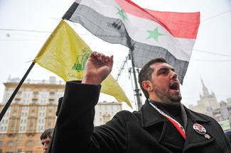 Alexander Ionov at a protest rally in support of the people of Syria outside the U.S. Embassy in Moscow on October 19, 2012.