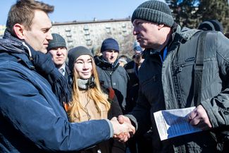 Алексей Навальный в Новосибирске на митинге против повышения тарифов ЖКХ. 19 марта 2017 года