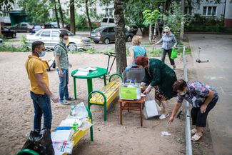 Voting in the courtyard of an apartment complex in Tver. June 28, 2020.
