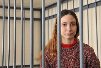 Sasha Skochilenko at her arraignment hearing on April 13, 2022