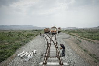 A new section of the “North–South” railway in Azerbaijan. June 14, 2023. 