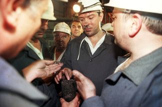 Deputy Prime Minister Boris Nemtsov during a visit to a mine in Russia’s Rostov region, May 22, 1998.