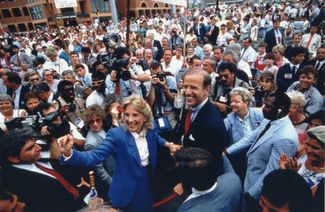 Джилл Байден с мужем во время его первой президентской кампании. Уилмингтон, Делавэр, 1988 год
