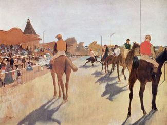 Эдгар Дега. Скаковые лошади перед трибунами. Музей Орсе