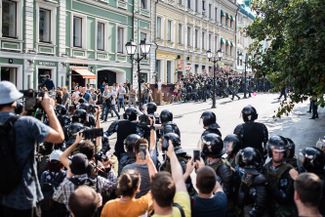 A scene from Moscow’s opposition march on July 27