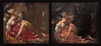 Картина Рубенса «Самсон и Далила» из Лондонской Национальной галереи и фрагмент картины Франса Франкена Младшего «Ужин в доме бургомистра Рококса»