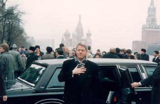 Билл Клинтон на Красной площади в Москве в январе 1994 года
