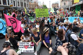 Протестующие в Сиднее, 7 октября 2019 года