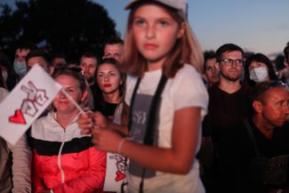 At Tikhanovskaya’s rally in Minsk on July 30, 2020