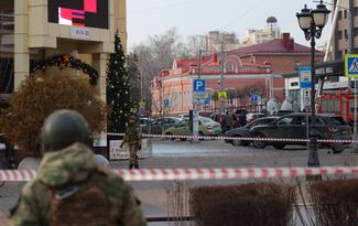 Перекрытый центр города в Белгороде после обстрела, 30 декабря 2023 года<br><br>