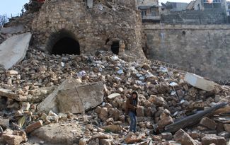 Обломки сирийской цитадели Алеппо после землетрясения. 7 февраля 2023 года