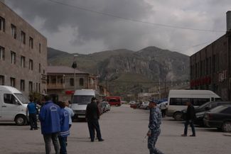 A humanitarian center in the town of Goris welcoming refugees from Nagorno-Karabakh