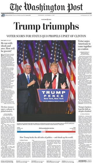 The Washington Post: «Трамп торжествует. Презрение избирателей к статус-кво приводит к поражению Клинтон»