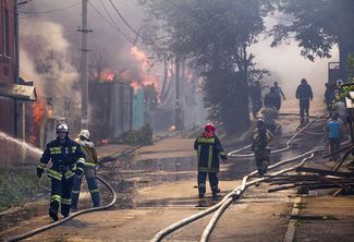 Пожарные расчеты в Говнярке, 21 августа 2017 года