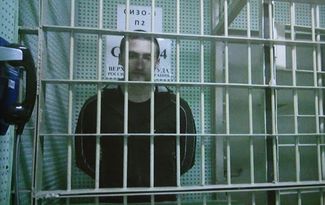 Павел Устинов (по видеосвязи) на заседании 20 сентября, где ему изменили меру пресечения с СИЗО на подписку о невыезде