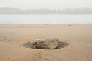 Exposed Volga riverbank. Rybinsk, Yaroslavl region. May 2025.