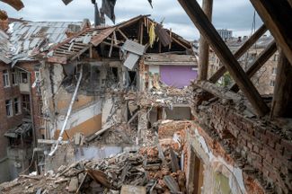 Жилой дом в центре Харькова, уничтоженный в результате обстрела