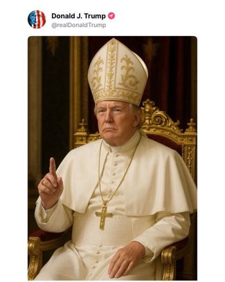 How Trump quarrels with Leo XIV. A chain of events that begins and ends with images of artificial intelligence. In the first, Trump appears in the role of the Pope, and in the second – in the role of Jesus Christ