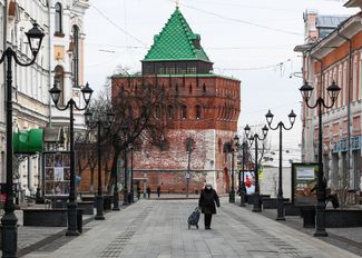 Empty streets in Nizhny Novgorod on April 3, 2020.