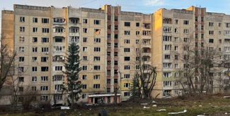 An apartment building in Lviv after the attack, December 29, 2023