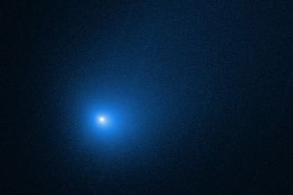 Снимок кометы Борисова от 9 декабря. Ядро кометы здесь на самом деле не видно. Яркое белое пятно в центре изображения — это внутренняя часть кометы.