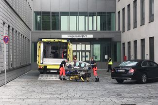 Paramedics at the Charité Clinic in Berlin on August 22, 2020