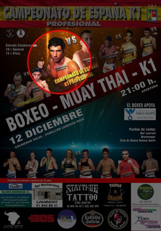 A flyer for a Madrid kickboxing competition that included Roberto Monda