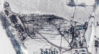 Спутниковый снимок российской группировки войск возле села Солоти, Белгородская область. 13 февраля 2022 года