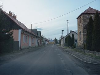 Old buildings in the village of Rybotycze. February 2024.