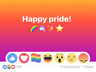 “We believe in building a platform that supports all communities. So we’re celebrating love and diversity this Pride by giving you a special reaction to use during Pride Month.”