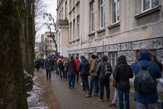 The line to enlist in Lviv. March 5, 2022
