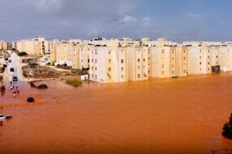 Затопленные улицы в Эль-Мардже, 11 сентября 2023 года