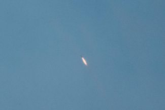 A missile flying over Severodonetsk. May 7, 2022.
