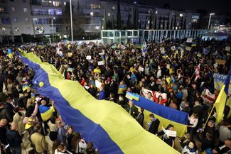 Митинг в поддержку Украины в Тель-Авиве. 26 февраля 2022 года