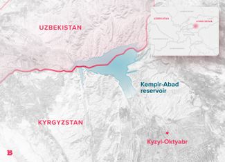 The approximate border between Kyrgyzstan and Uzbekistan before the demarcation agreement
